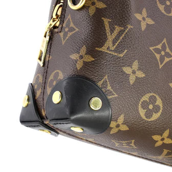 Louis Vuitton Petite Malle Souple Handbag Monogram Canvas with Leather