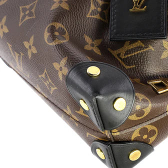 Louis Vuitton Petite Malle Souple Handbag Monogram Canvas with Leather