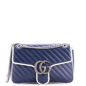 Gucci GG Marmont Flap Bag Diagonal Quilted Leather Medium