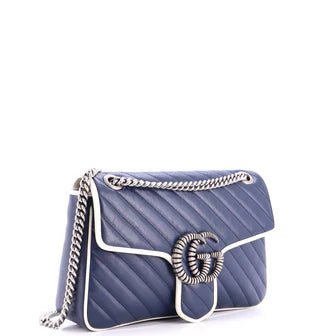 Gucci GG Marmont Flap Bag Diagonal Quilted Leather Medium