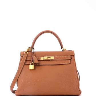 Hermes Kelly Handbag Gold Togo with Gold Hardware 28