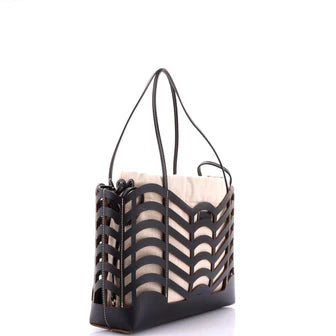 Chloe Kayan Tote Laser Cut Leather and Canvas Small
