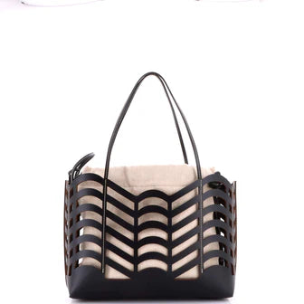 Chloe Kayan Tote Laser Cut Leather and Canvas Small