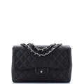 Chanel Vintage Classic Single Flap Bag Quilted Caviar Jumbo