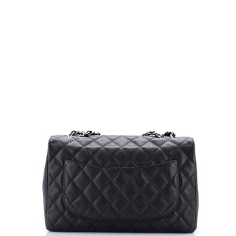 Chanel Vintage Classic Single Flap Bag Quilted Caviar Jumbo