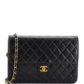 Chanel Vintage Clutch with Chain Quilted Leather Medium