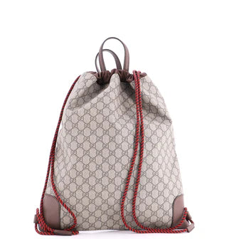 Gucci Courrier Soft Drawstring Backpack GG Coated Canvas with Applique Medium