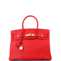 Hermes Birkin Handbag Rouge Vif Epsom with Gold Hardware 30