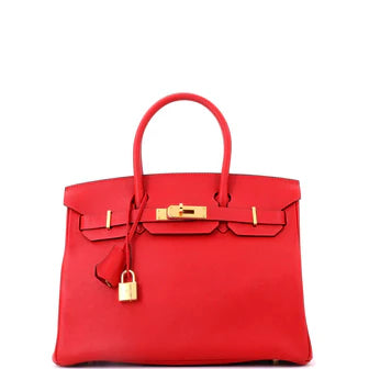 Hermes Birkin Handbag Rouge Vif Epsom with Gold Hardware 30