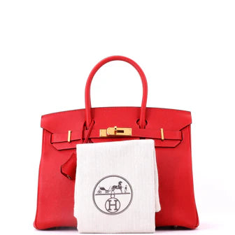 Hermes Birkin Handbag Rouge Vif Epsom with Gold Hardware 30