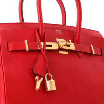 Hermes Birkin Handbag Rouge Vif Epsom with Gold Hardware 30