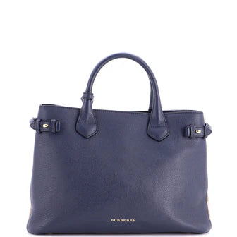 Burberry Banner Tote Leather and House Check Canvas Medium