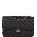 Chanel jumbo classic double flap bag black caviar gold hardware