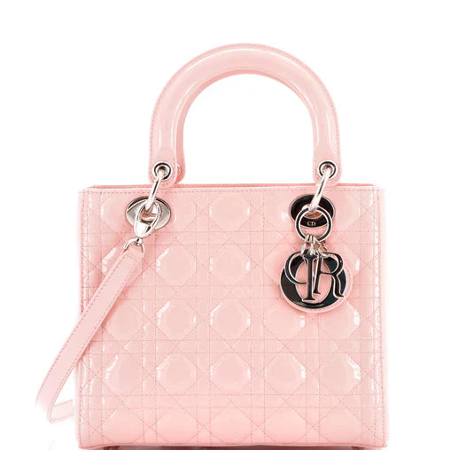 Christian Dior Lady Dior Bag Cannage Quilt Patent Medium
