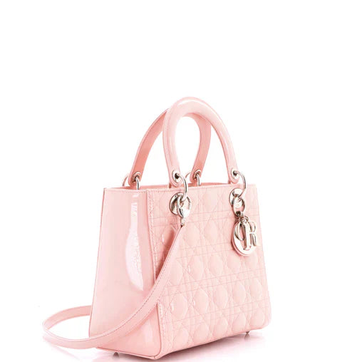 Christian Dior Lady Dior Bag Cannage Quilt Patent Medium