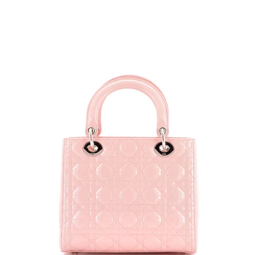 Christian Dior Lady Dior Bag Cannage Quilt Patent Medium