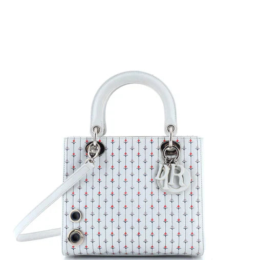 Christian Dior Lady Dior Bag Embroidered Leather with Applique Medium