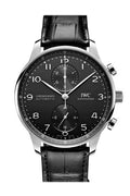 IWC portuguese black dial stainless steel watch IW3717609